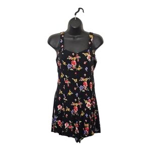 Forever 21 Black Floral Romper